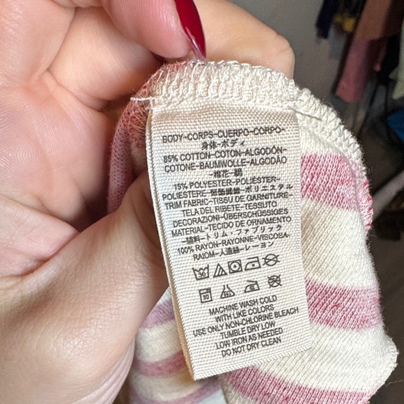 Free People Striped Dress - Red and Cream open back has  pockets - Picture 3 of 5